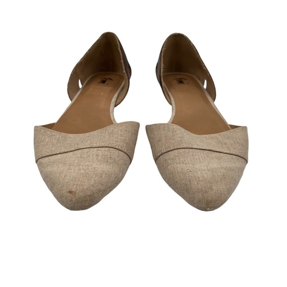 Fioni Brown And Tan Canvas Pointed Toe Flats Size 7 1/2 Women's - Picture 3 of 9